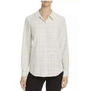 Eileen Fisher Windowpane Gauze Boxy Button Down Shirt Size XL